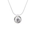 thumbnail image 2 of Delight Jewelry Silvertone Capital Letter - P - Pebble Disc - Hero Ring Charm Necklace, 18", 2 of 4