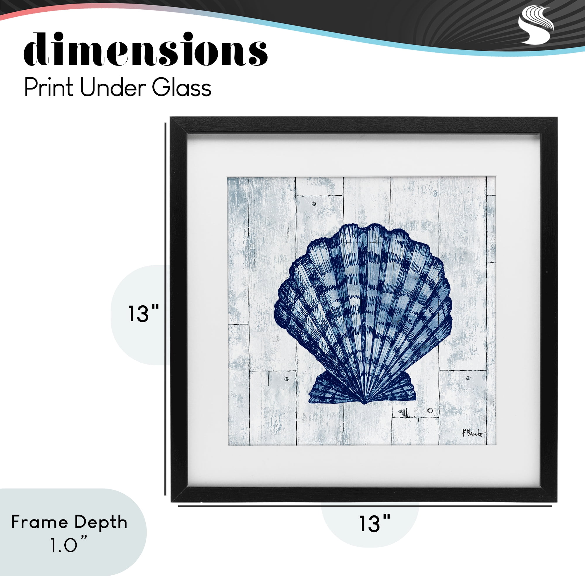Stupell Industries Coastal Timberland Scallop Black Framed Print Under Glass, design by Paul Brent