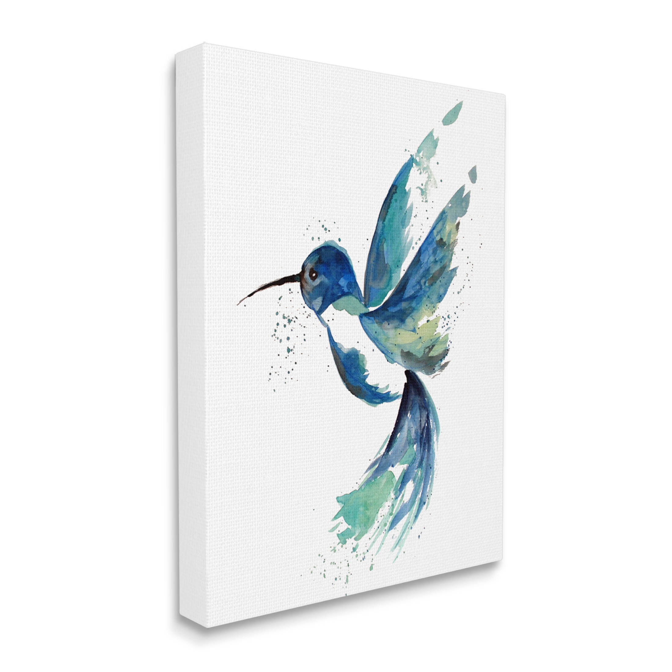 Modern Blue Hummingbird Flying Animals & Insects Graphic Art Gallery Wrapped Canvas Print Wall Art