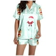 thumbnail image 3 of Postpartum Lounge Set – Soft Pajamas for Women Women's Santa Print Short Sleeve Shirt & Shorts Pajama Set Festive Sleepwear Combo, 3 of 7