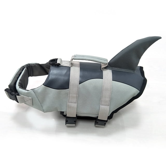Dog Life Jackets, Ripstop Pet Floatation Life Vest for Small, Middle, Large Size Dogs, Dog Lifesaver Preserver Swimsuit for Water Safety at The Pool, Beach, Boating, M, Grey Shark
