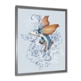 thumbnail image 2 of Designart 'Flying Fish and Peonies' Traditional Framed Art Print, 2 of 4