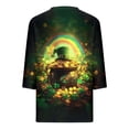 thumbnail image 2 of TaTaai Women's Spring Holiday T-Shirt V-Neck 3/4 Sleeve Loose Fit St. Patrick's Day Printed Top Irish Theme Casual Modern Blouse Gift, 2 of 5