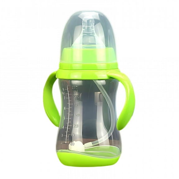 ACDANC PP Baby Bottle with Natural Response Nipple, Toddler Anti-Colic Baby Bottles with Handle, Wide Neck Baby Feeding Bottle with Handle Anti Drop Anti Flatulence Plastic Baby Bottle 240ML/8Oz