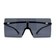 thumbnail image 1 of Retro Oversize Rimless Rectangle Shield Sunglasses All Black, 1 of 4