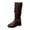 Brown, variant on Coffee Women'S Knee High Boots Pu Leather Block Heel Round Toe Pull On Boots For Winter Casual - Buckle Strap Booties