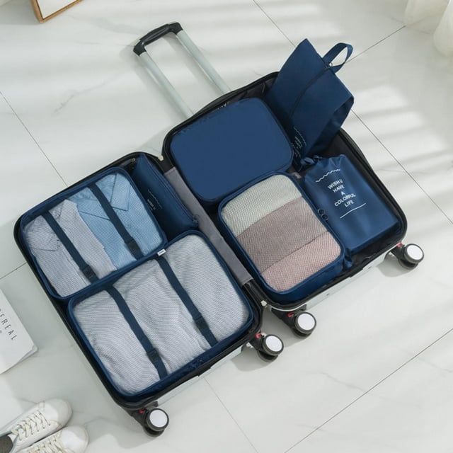Mistaha Ensemble de Rangement de Voyage en Sergé 290T, Valise à Sept Pièces, classification des Vêtements, Tri et Rangement, Rangement 7 Pcs