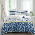 thumbnail image 2 of Blue Yellow Bedding 3 Piece Duvet Cover Set California King, Botanical Floral Motifs Wildflower Striped Soft Microfiber Comforter Cover with Zipper Closure & Pillowcases, FadeResistant Quilt Cover, 2 of 9