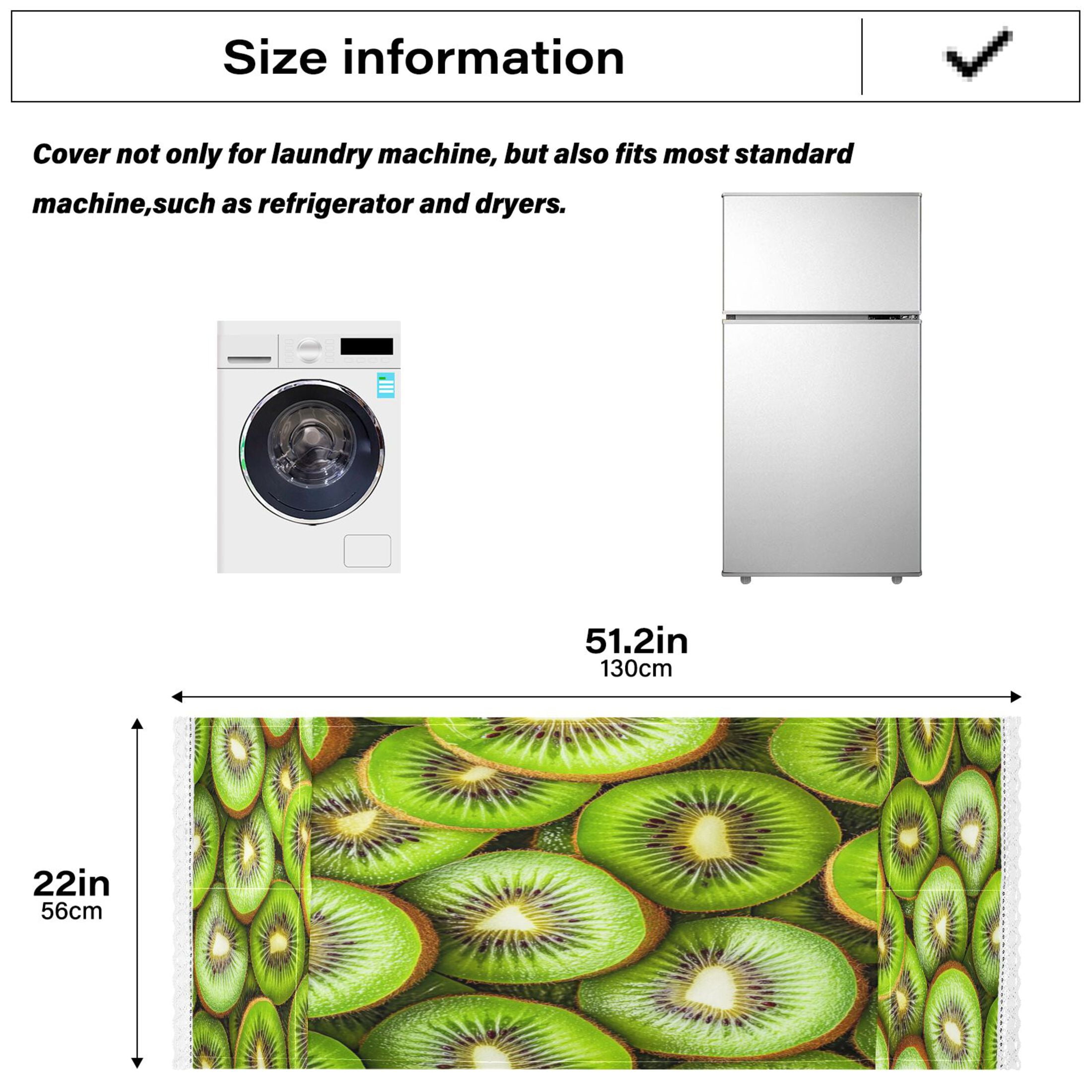 Kiwi Fruit PatternWasher and Dryer Covers Dust-Proof and Oil Resistant Fridge Cover with 4 Storage Pockets Washing Machine Top Cover for Laundry Kitchen Home 51.2 x 22 In