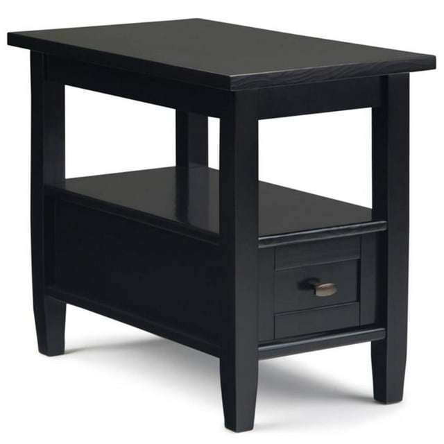 Trent Home 14" Rectangle Transitional Wood Narrow Side Table in Black