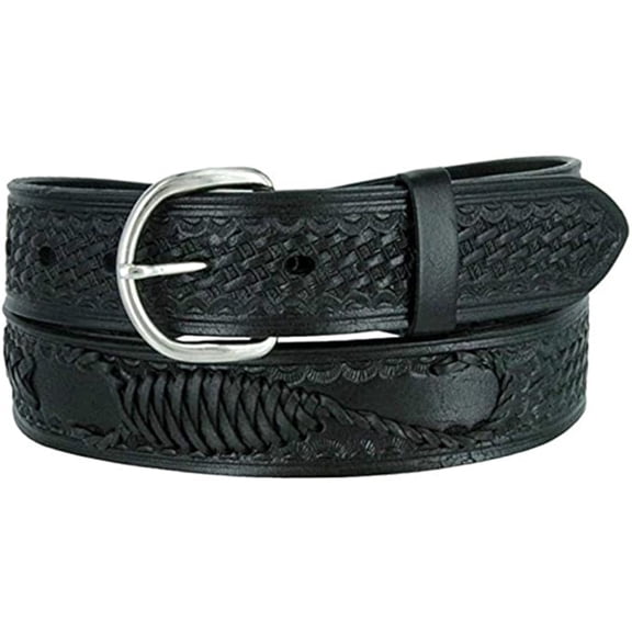 Real Genuine Leather Belt Tooled Braided Scorpion & Western Designed Stiches For Dress Casual Pants size 38
