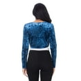 thumbnail image 6 of Fashion Secrets Women`s Collarless Open Front Velvet Bolero Shrug Cardigan Cropped Jacket (Medium, Front Tie Denim Blue), 6 of 6