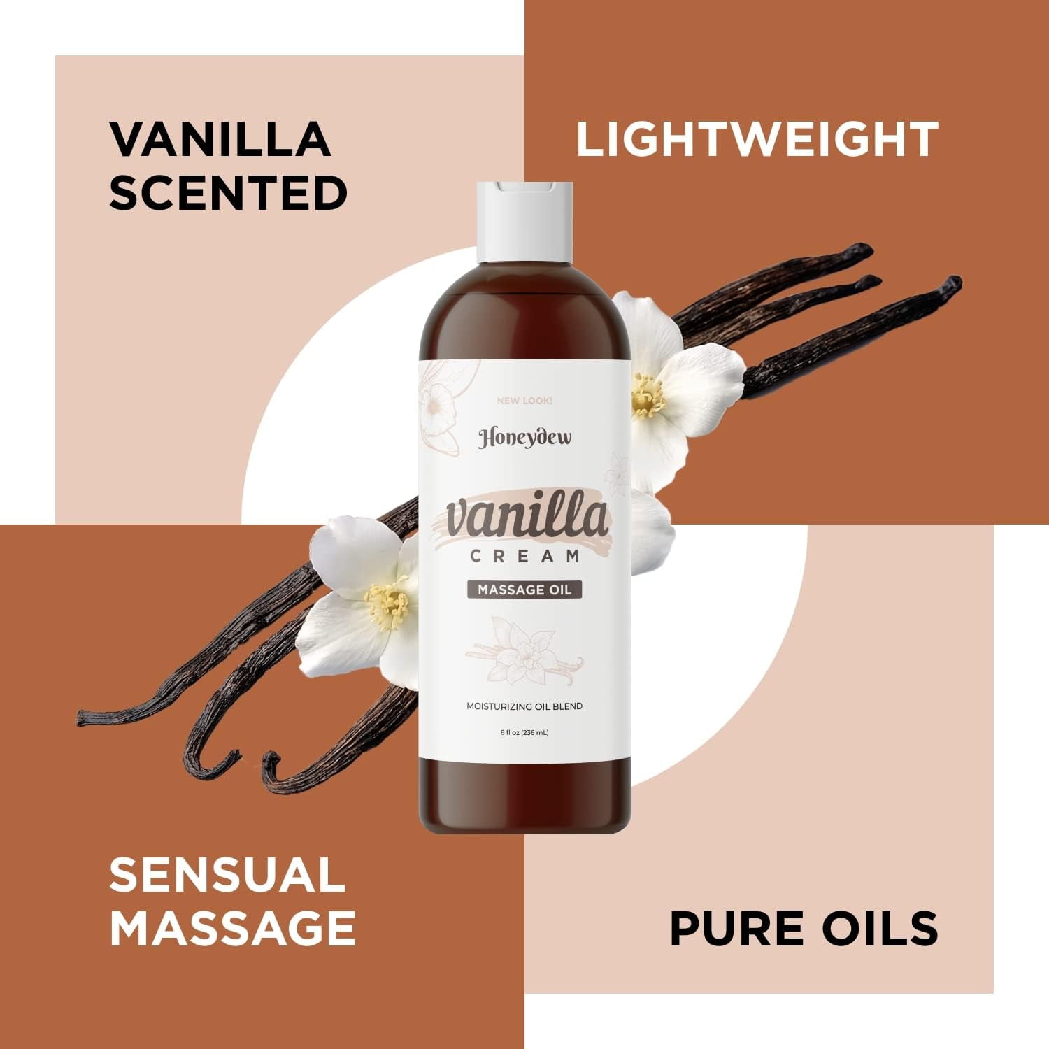 Relaxing Full Body Massage Oil for Men and Women - Highly Absorbent Vanilla Body  Oil for Dry Skin Care with Natural Sweet Almond Oil Jojoba and Coconut Oil,  8 fl oz