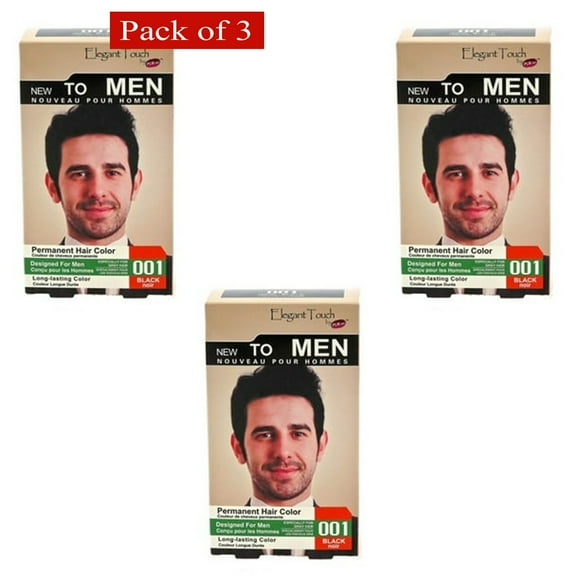 Hair Color for Men Black #001 Elegant Touch by PUR-est (Pack of 3)