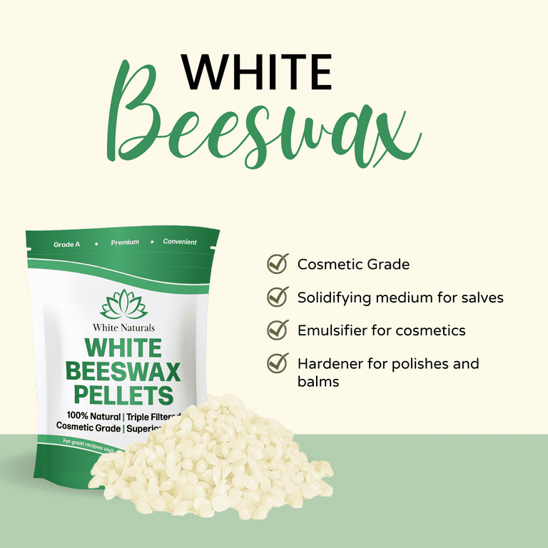 White Beeswax Pellets 8 oz, Organic, Pure, Natural, Cosmetic Grade