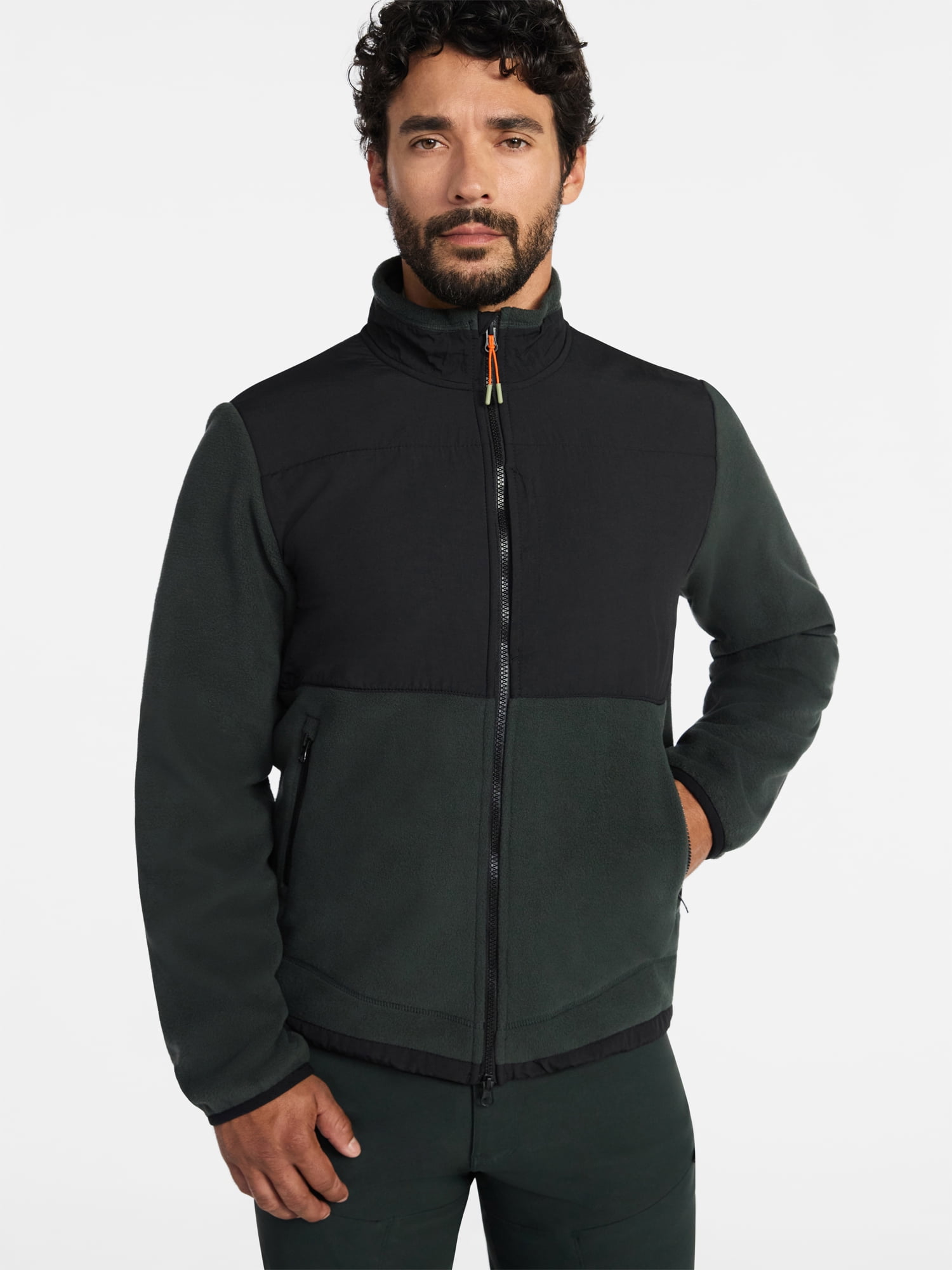 Ozark Trail Men's and Big Men's Mix Media Fleece Jacket, Sizes S-3XL