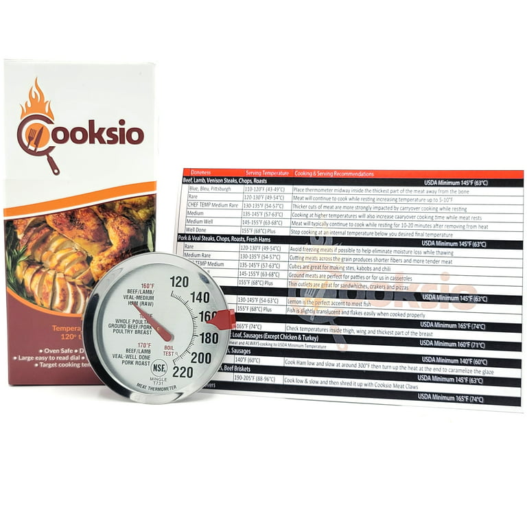Cooksio 2.5 inch Analog Dial Oven Safe Meat Thermometer -Leave in Meat  Thermometer for Oven - Deep Fry Thermometer for Meat, Chicken, Turkey, Deep