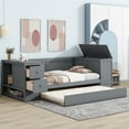 thumbnail image 4 of Tcbosik Twin Day Bed Modern Wood Daybed with Trundle, Charging Station, Storage Chest, Drawers and Shelf, Twin Size, Gray, 4 of 10