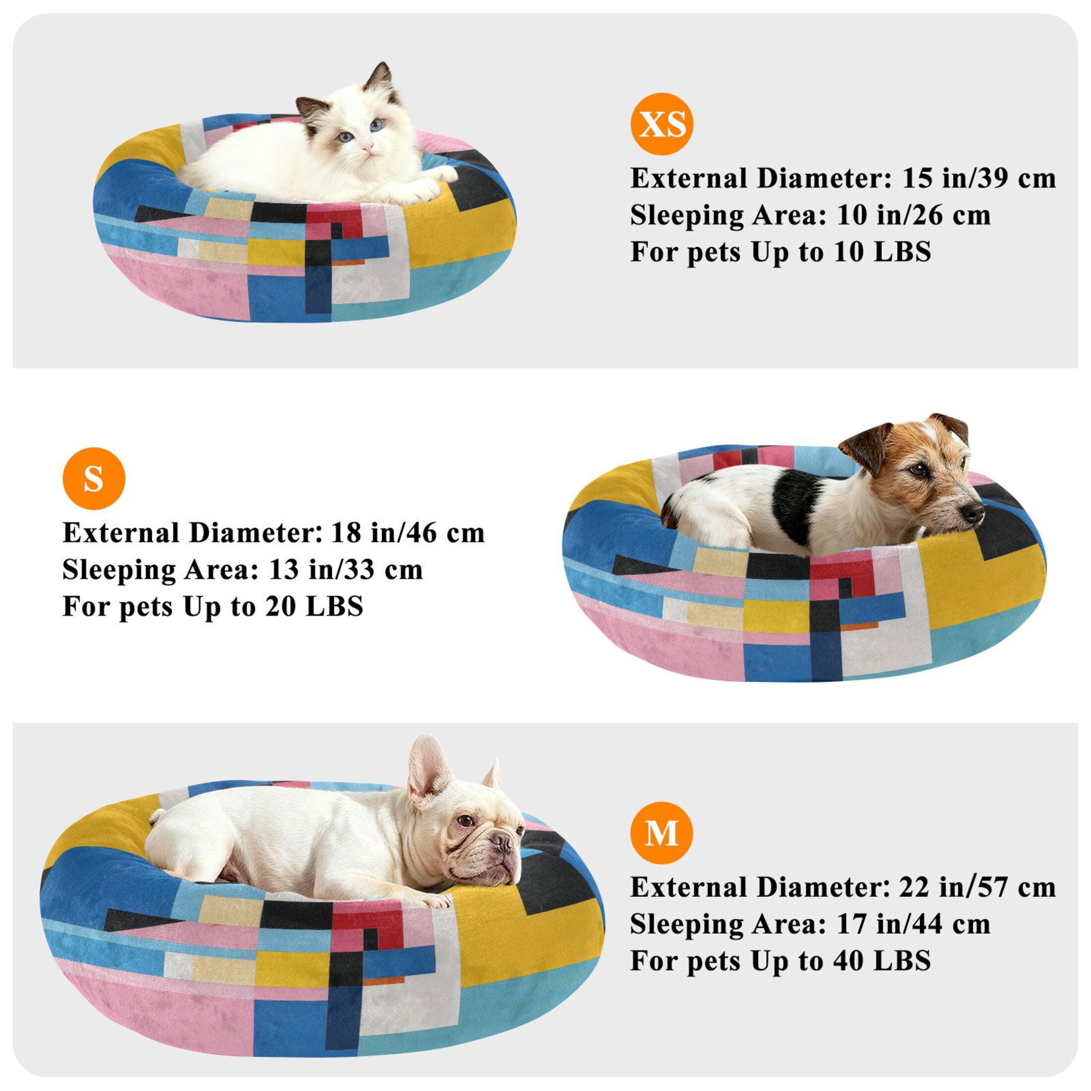 Iauyy Pet Couch Donut Cat Bed for Indoor Cats/Small Dogs Washable & Machine with Non-slip Bottom Calming Cat Furniture, Abstraction (M)