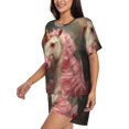 thumbnail image 3 of Womens Pajama Sets With Pocket, Pink Haired White Horse Lounge Sets Short Sleeve Sleepwear PJ Sets for Women, 3 of 6