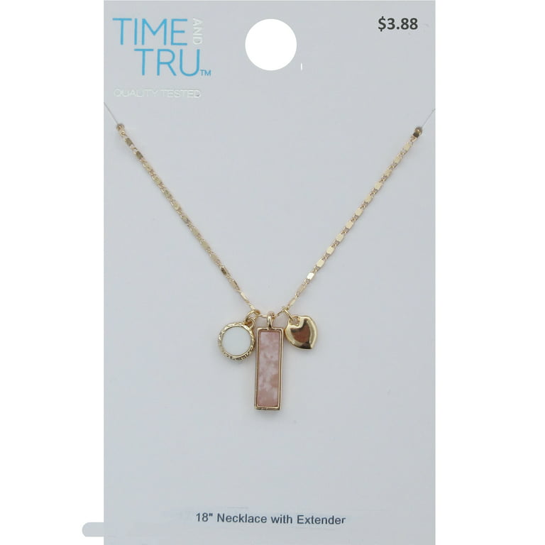 Time And Tru Women's 3 Pendants Delicate Brass Necklace 18