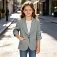 thumbnail image 6 of Posijego Girls 3/4 Sleeve Blazers Single Button Suit Formal Performance Uniform Jackets with Pockets 4-15 Years, 6 of 9