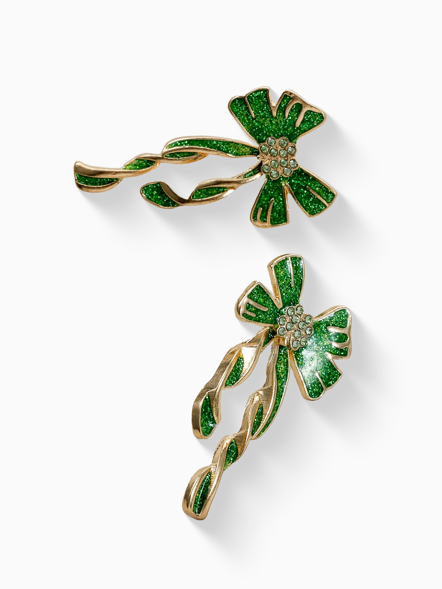 Way to Celebrate St. Patrick's Day Green and Gold Bow Earrings. 1 Pair