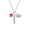 thumbnail image 2 of Delight Jewelry Silvertone Hot Pink Softball with Stitching Spinner Always My Mother Bar Zoe Necklace, 2 of 4
