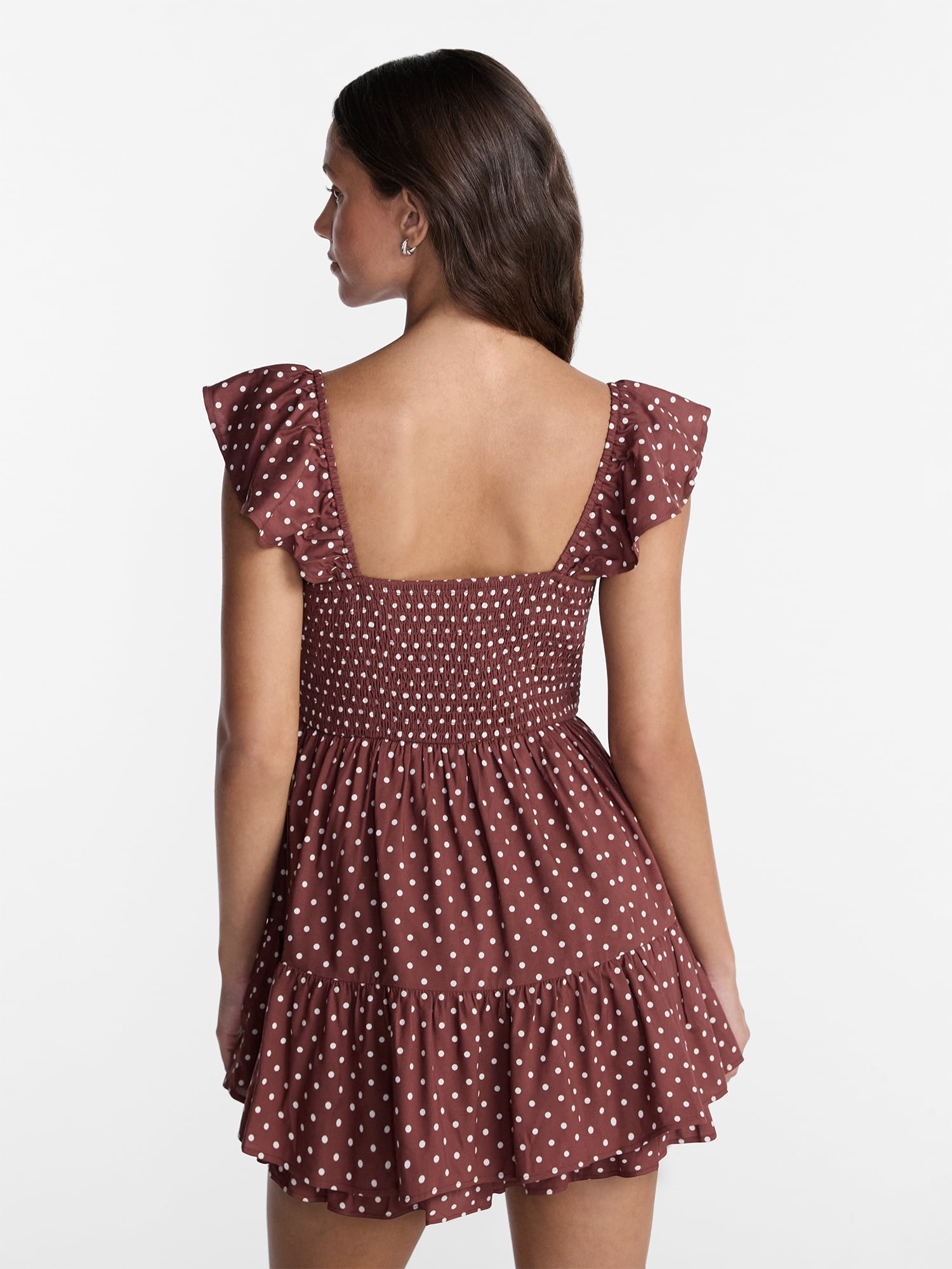 No Boundaries Smocked Romper with Flutter Sleeves, Women’s XXS-XXL
