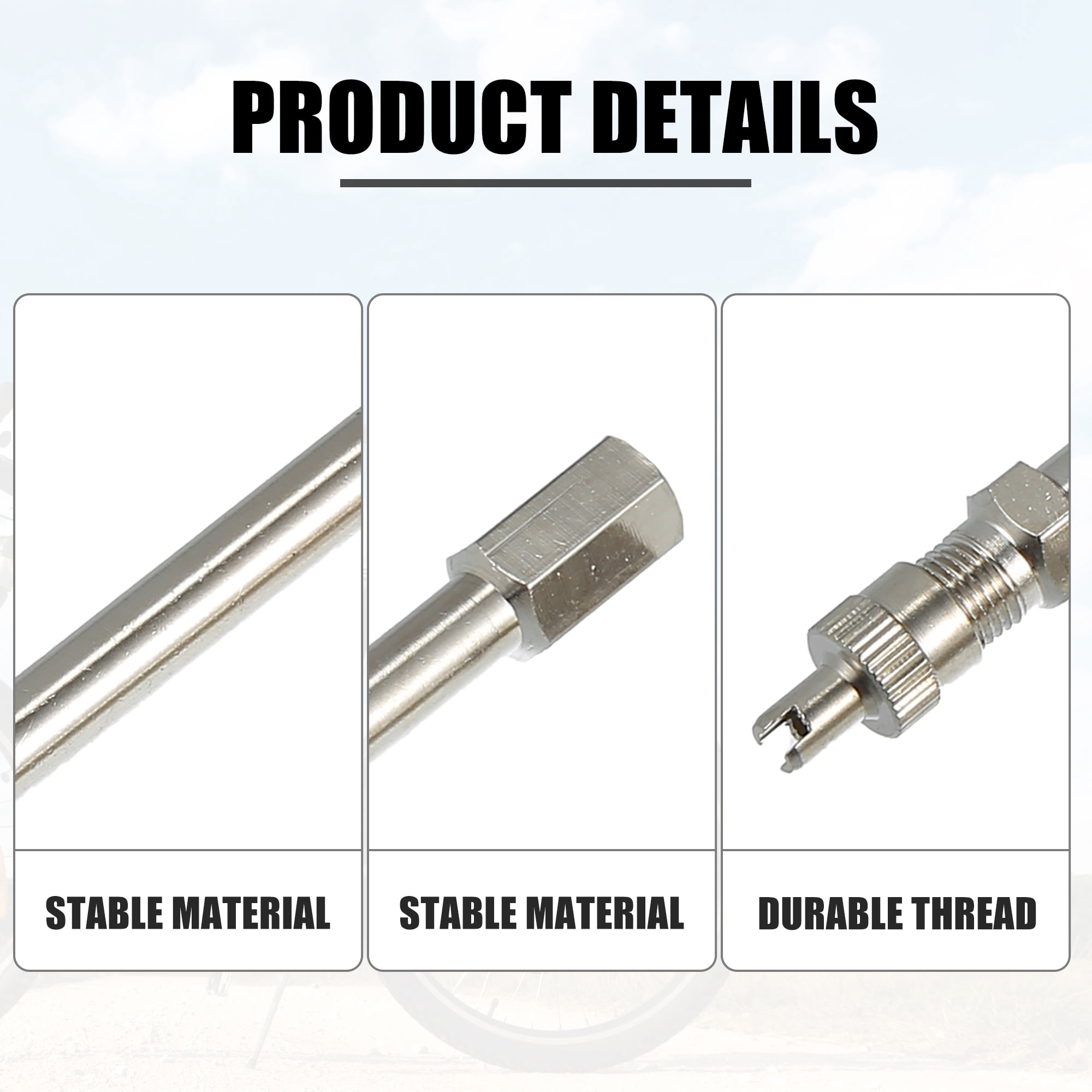 Unique Bargains 5.90" Dually Valve Stem Extenders for Car Motorcycle Silver Tone 1 Set