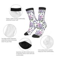 thumbnail image 3 of Zufioo Violets Flowers Print Children's Mid-tube Socks, Contrast Color High Elastic Sports Socks - Sweat-absorbent, Warm, Suitable for Children Aged 6-10, 3 of 5