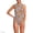 Blue Springside Floral, variant on Women's Tugless High Neck Portrait Back One Piece Swimsuit