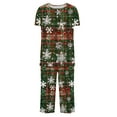 thumbnail image 6 of asdoklhq Womens Flannel Pajamas Sets Women's Fashionable and Casual Loose Christmas Printed Round Neck Short Sleeved Button Top Cropped Pants Pajamas Sleepwear Set Army Green 2X, 6 of 6