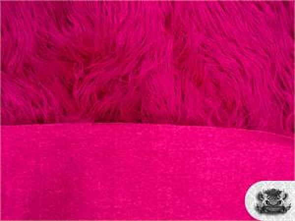 Faux Fake Fur Mongolian Fabric Sold by the Yard (FUCHSIA)