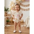 thumbnail image 4 of Cenuakty Baby Girls Birthday Romper Cute Goose/Elephant Embroidery Flutter Sleeves Jumpsuit and Headband Set Fashion Clothes, 4 of 9