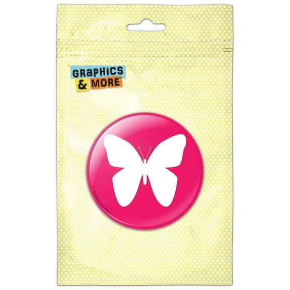 Butterfly Hot Pink Pinback Button Pin Badge
