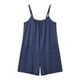 thumbnail image 5 of Oiangi Sleeveless Rompers for Women Spaghetti Strap Pleated Jumpsuits Causal Summer Beach Overalls with Pockets Navy L, 5 of 6