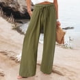 thumbnail image 2 of VSSSJ Women's Casual Wide Leg Trousers Loose Fit Button Solid Color High Waist Straight Long Pants Fashion Daily Jogging Pants with Pockets Army Green02 S, 2 of 5