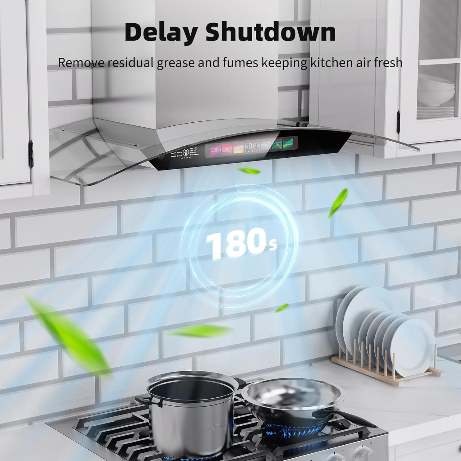 30 inch Wall Mount Range Hood Tempered Glass 900 CFM, Voice/Gesture/Touch Control, Stainless Steel Kitchen Hood Vent with 4 Speed Exhaust Fan, Adjustable Lights, Memory Mode