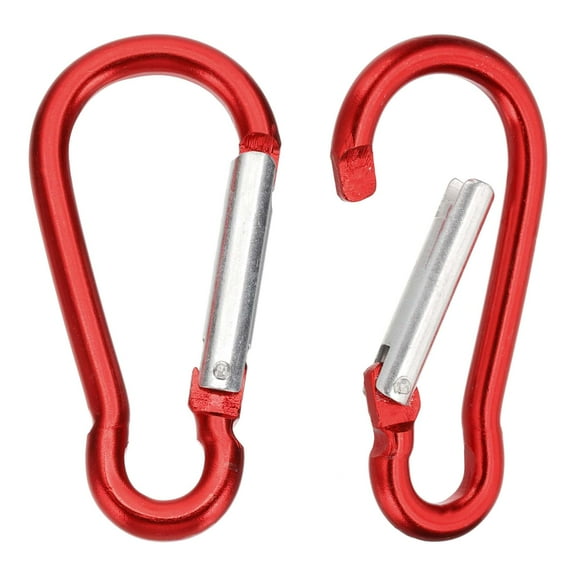 Uxcell Spring Snap Hook, 2 Pack Aluminum Alloy Key Clasp 44lbs for Camping Hiking Traveling, Red