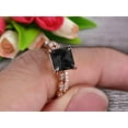 thumbnail image 4 of 2.25 Carat Princess Cut Black Diamond Moissanite 10k Rose Gold Wedding Set Engagement Ring Art Deco Stacking Matching Wedding Band, 4 of 6