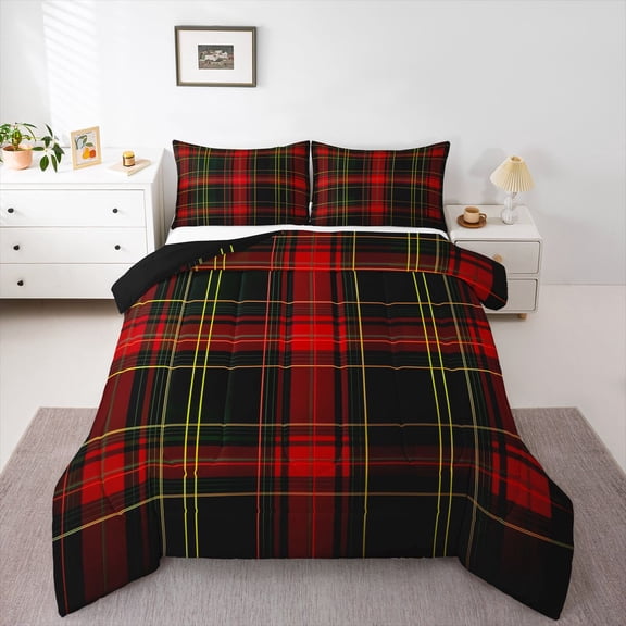 Castle Fairy Minimalist Plaid Stripes Twin Comforter Sets,Vintage Aesthetic Bedding Set