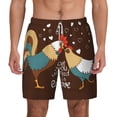 thumbnail image 2 of Picia Rooster And Chicken pattern Mens Swim Trunks with Compression Liner Stretch Beach Shorts Quick Dry with Zipper Pockets No-Chafing Board Shorts-Medium, 2 of 9
