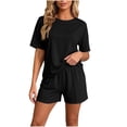 thumbnail image 2 of FAHUOMU Womens Pajamas Set 2 Piece Short Sleeve Crewneck Tops With Elastic Waist Shorts Sleepwear Soft Breathable Loungewear, 2 of 10