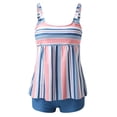 thumbnail image 2 of ibiyuan Plus Size Swimsuit Womens 2 Piece Tankini with Pockets 2026 Tummy Control Bathing Suit Swimwear Floral Print Womens Two Piece Swimsuit,Blue, 2 of 4