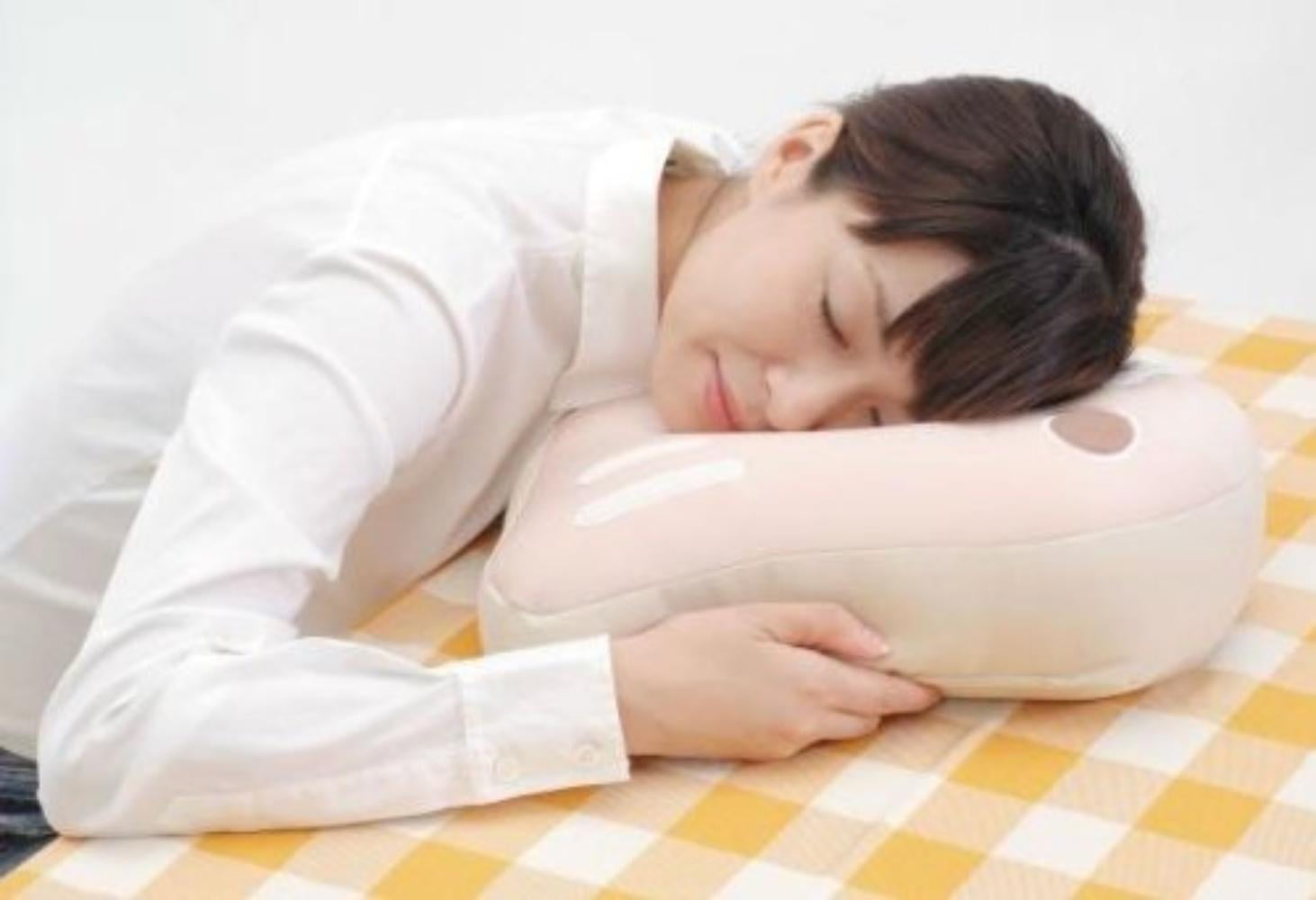 Center Hole Sleeping Relax Pillow-Desk Nap Cushion W// Arm Slot School Office Use