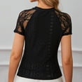 thumbnail image 6 of ClodeEU Lace Tops for Women ,Spring Summer Short Sleeve Shirts ,Casual Fashion Tshirts Black,Womens Plus S, 6 of 7