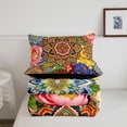 thumbnail image 5 of jejeloiu Vibrant Mandala Queen Comforter Set For Men Women,Bohemian Pattern Comforter Sets Queen,Multi Color,Black Reversible,3pcs,1 Comforter and 2 Pillowcases, 5 of 7