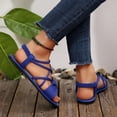 thumbnail image 5 of Yyuenw Women Flock Flat Sandals Crisscross Straps Open Toe Ankle Strap Summer Casual Walking Shoes, 5 of 9