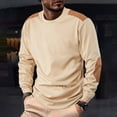 thumbnail image 4 of FRSASU Mens Long Sleeve Sweatshirt Stand Crew Neck Sweatshirt Top for Men Fleeced Hooded Sweatshirts Khaki, 4 of 9